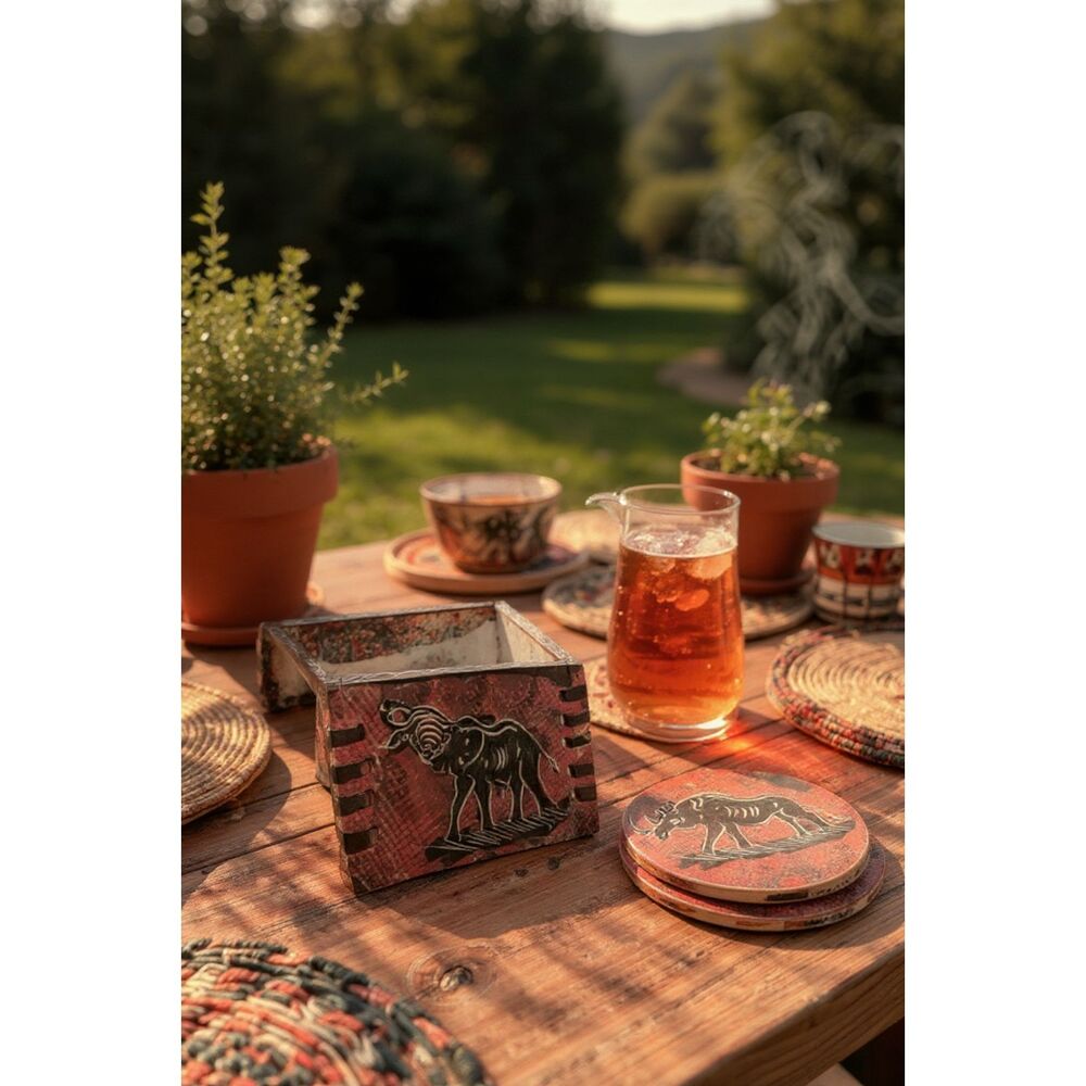 Soap Stone Coaster Set African Animals